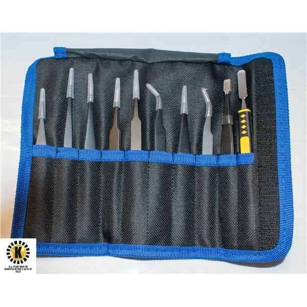 NEW - 10 PIECE INDUSTRIAL TWEEZER SET