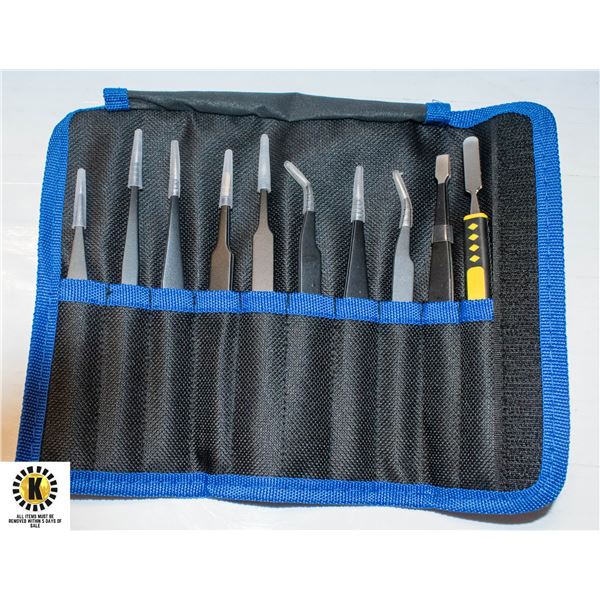 NEW - 10 PIECE INDUSTRIAL TWEEZER SET