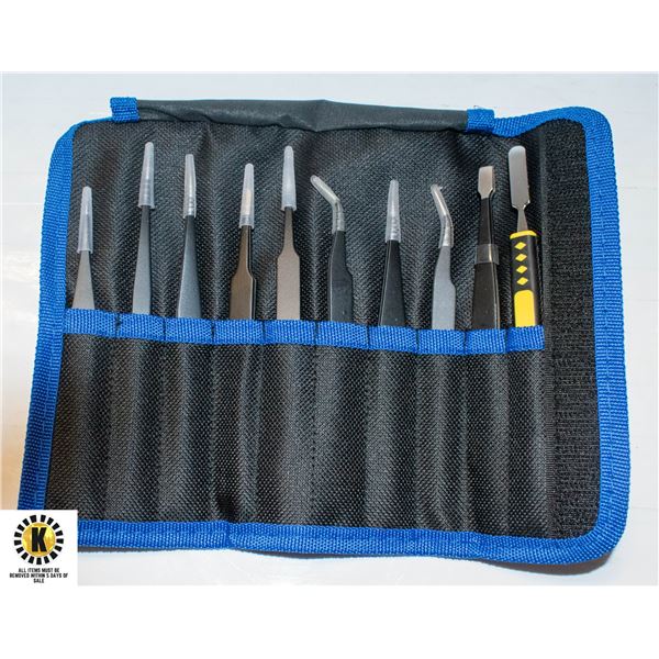 NEW - 10 PIECE INDUSTRIAL TWEEZER SET