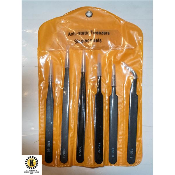 NEW - 6 PIECE INDUSTRIAL TWEEZER SET