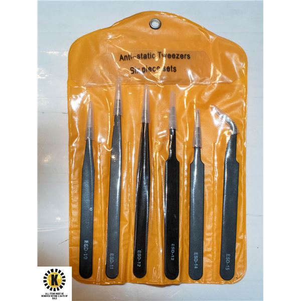 NEW - 6 PIECE INDUSTRIAL TWEEZER SET