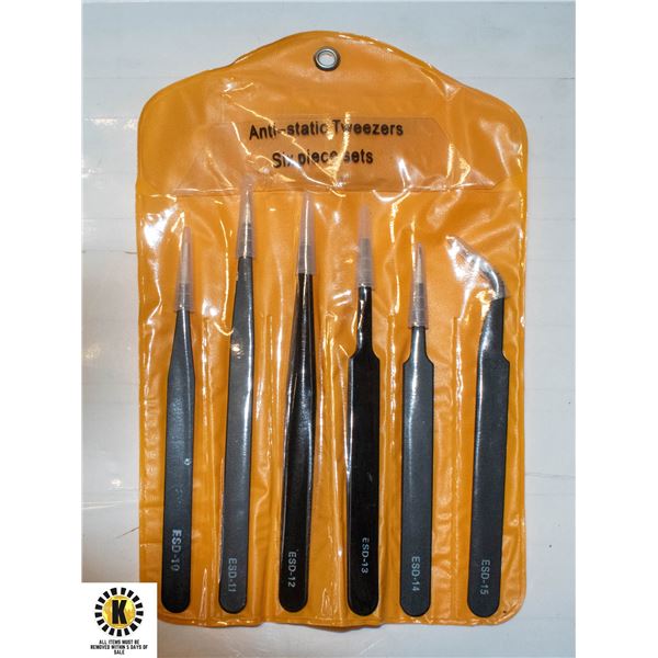 NEW - 6 PIECE INDUSTRIAL TWEEZER SET