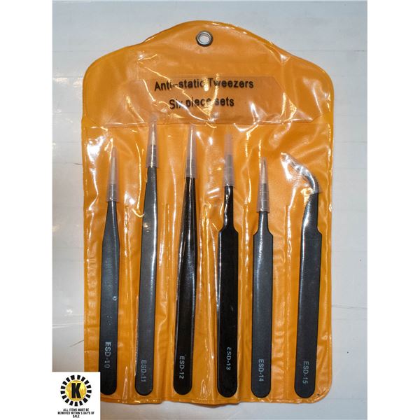 NEW - 6 PIECE INDUSTRIAL TWEEZER SET