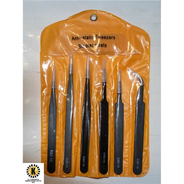 NEW - 6 PIECE INDUSTRIAL TWEEZER SET