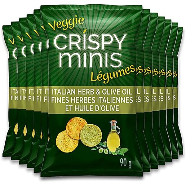 NEW CASE OF 12 X 90G BAGS OF VEGGIE CRISPY MINIS