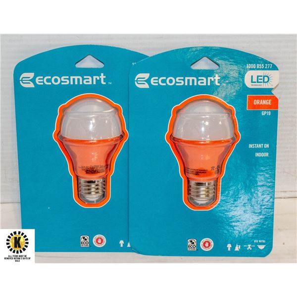 2 NEW SEALED ECO SMART LED ORANGE GP19 BULBS