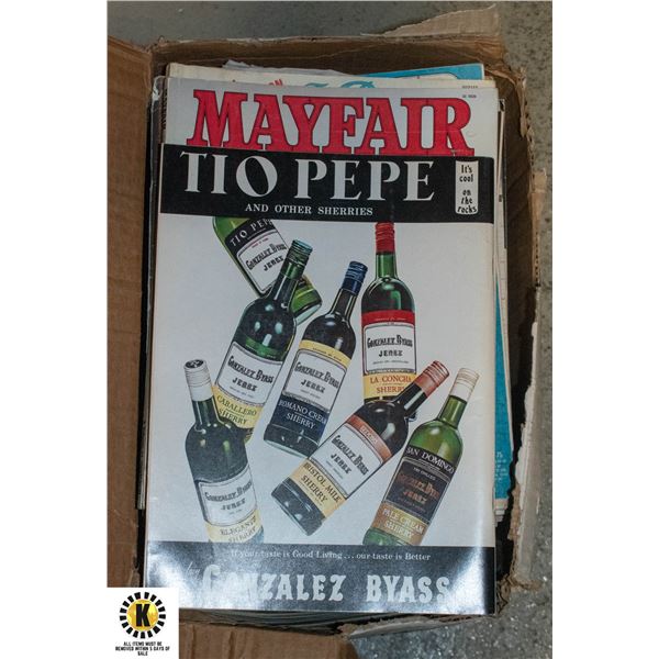 HUGE BOX OF VINTAGE MAYFAIR MAGAZINES