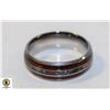 Image 1 : NEW STAINLESS STEEL RING ABALONE + WOOD INLAY