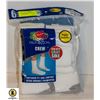 Image 1 : WHITE CREW SOCKS,SIZE 12-16,6-PACK