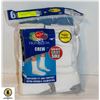 Image 1 : WHITE CREW SOCKS,SIZE 12-16,6-PACK