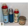 Image 1 : 3 VINTAGE THERMOSES AND 1 TOBACCO TIN
