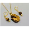 Image 1 : 17)  GOLD TONE WITH NATURAL TIGER'S