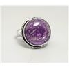 Image 1 : 23)  ROUND NATURAL AMETHYST RING
