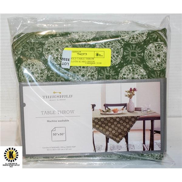 THRESHOLD TABLE THROW TABLECLOTH SCARF GREEN