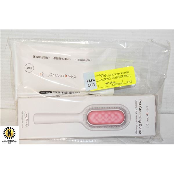 HAIR REMOVAL COMB WITH DISPOSABLE WIPES NEW