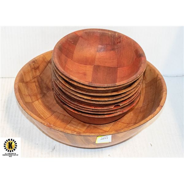 10 WOODEN SALAD BOWLS