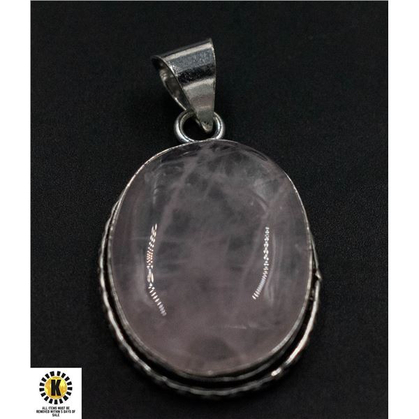 #215-NATURAL PINK ROSE QUARTZ PENDANT