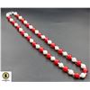 Image 1 : #205-NATURAL FRESH WATER PEARL & RED JADE NECKLACE