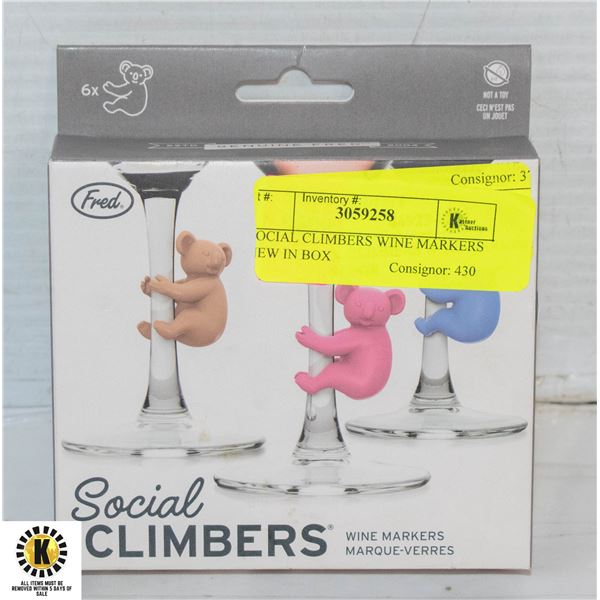 SOCIAL CLIMBERS WINE MARKERS NEW IN BOX