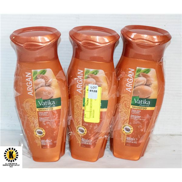 3 VATIKA ARGAN SHAMPOO,400ML BOTTLES