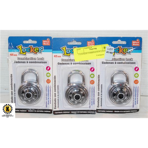 3 LOCKER COMBINATION LOCKS