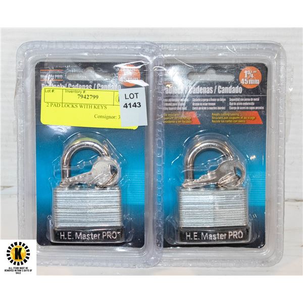 2 PAD LOCKS WITH KEYS