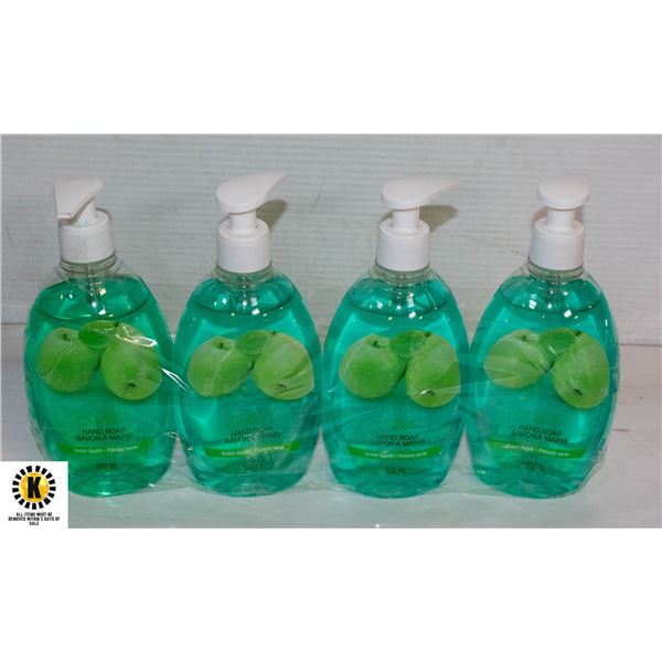 4 BOTTLES OF GREEN APPLE HAND SOAP,500ML BOTTLES