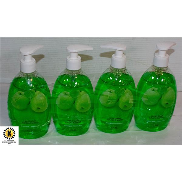 4 BOTTLES OF GREEN APPLE HAND SOAP,500ML BOTTLES