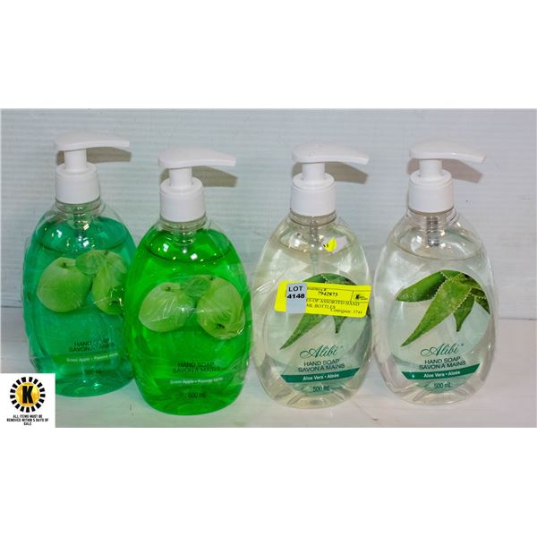 4 BOTTLES OF ASSORTED HAND SOAP,500ML BOTTLES