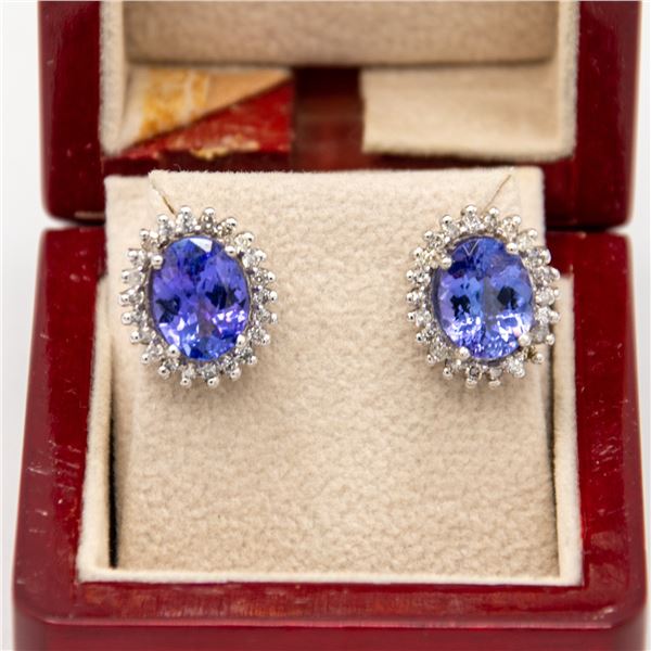 14K WHITE GOLD DIAMOND/TANZANITE EARRINGS