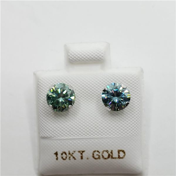 S131-97 10K MOISSANITE LIGHT BLUISH GREEN EARRINGS