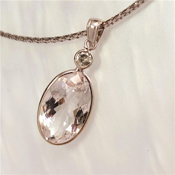 S160-65 10K/14K MORGANITE DIAMOND NECKLACE