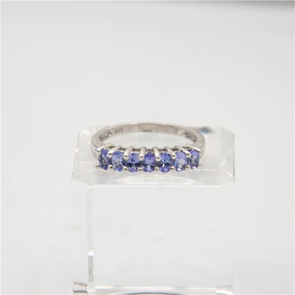 925 STERLINE SILVER TANZANITE (7 STONES) RING SZ 9