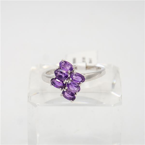 925 STERLING SILVER AMETHYST (6 STONES) RING SZ 9