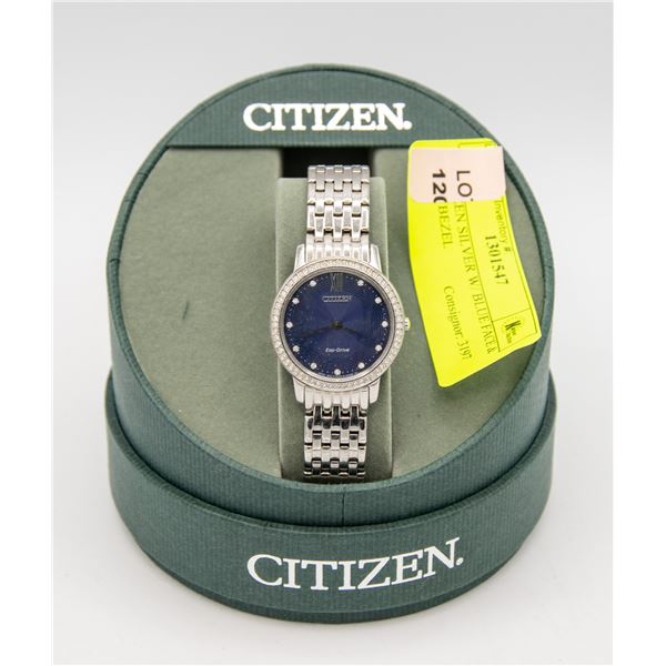 6" CITIZEN SILVER W/ BLUE FACE & SILVER BEZEL