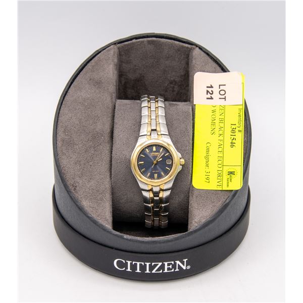 6  CITIZEN BLACK FACE ECO DRIVE 3 HAND WOMENS