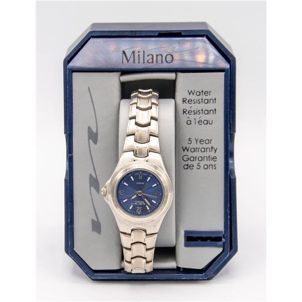 MILANO WATER RESISTANT JAPAN MVMT BLUE FACE,