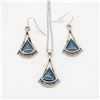 Image 1 : NEW EARRING + NECKLACE/PENDANT SET W/BLUE TONE