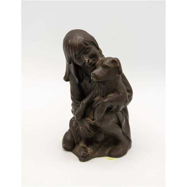 VINTAGE DOG & GIRL FIGURINE