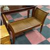 Image 1 : WOOD & WICKER HALLWAY BENCH H-28" W-17.75" L-44"