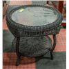 Image 1 : 2 TIER WICKER GLASS TOP PATIO COFFEE/SIDE TABLE