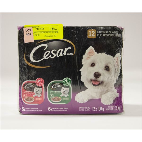 NEW CASE OF 12 INDIVIDUAL CESAR CANINE CUISINE