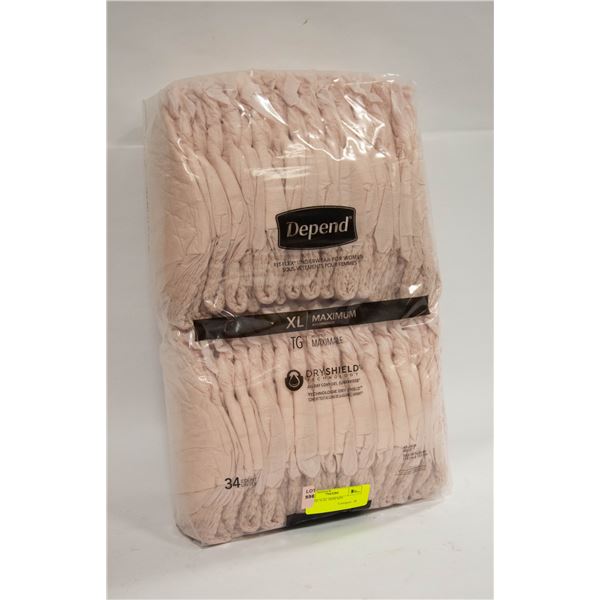 PACK OF 34 XL DEPENDS