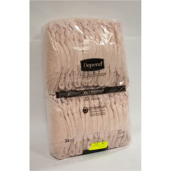 PACK OF 34 XL DEPENDS