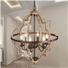 NEW TZOE 6 LIGHT ORB CHANDELIER, RUSTIC BROWN