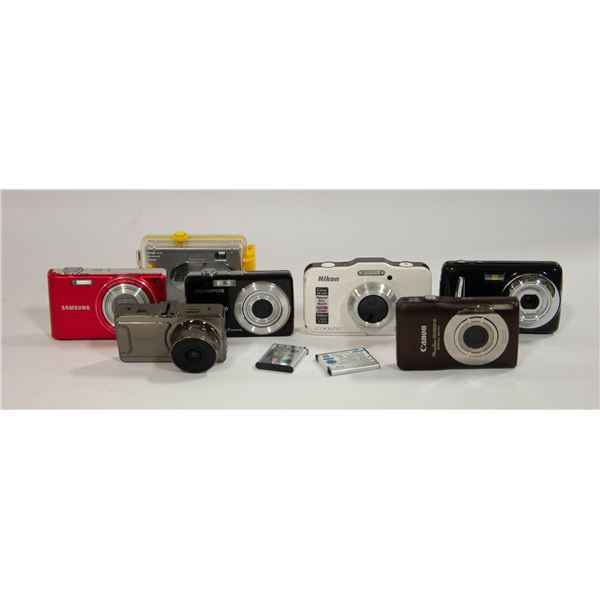 BUNDLE OF ESTATE CAMERAS - SOME WITH BATTERIES