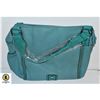 Image 1 : SEA GREEN LEATHER SHAGWEAR OVER THE SHOULDER PURSE