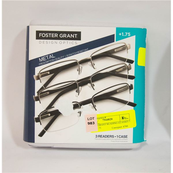 FOSTER GRANT READING GLASSES 3 PACK +1.75