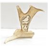 HANDCARVED ANTLER SHED BIRD DESIGN & ARTIST SIGNED