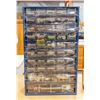 Image 1 : VINTAGE METAL HARDWARE BIN ORGANIZER- FILLED